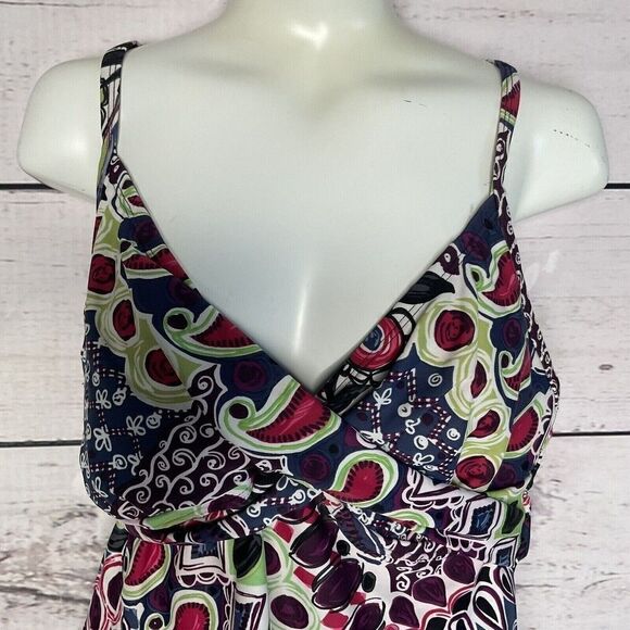 Athleta Y2k Womens Blue/Green/Red Paisley Underwired Swim Tankini Top Size 36C - Picture 6 of 9